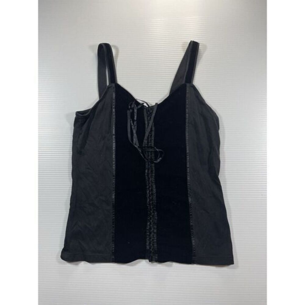 Lynn Richie Black Velour Sleeveless‎ Tank Top Blouse Size S